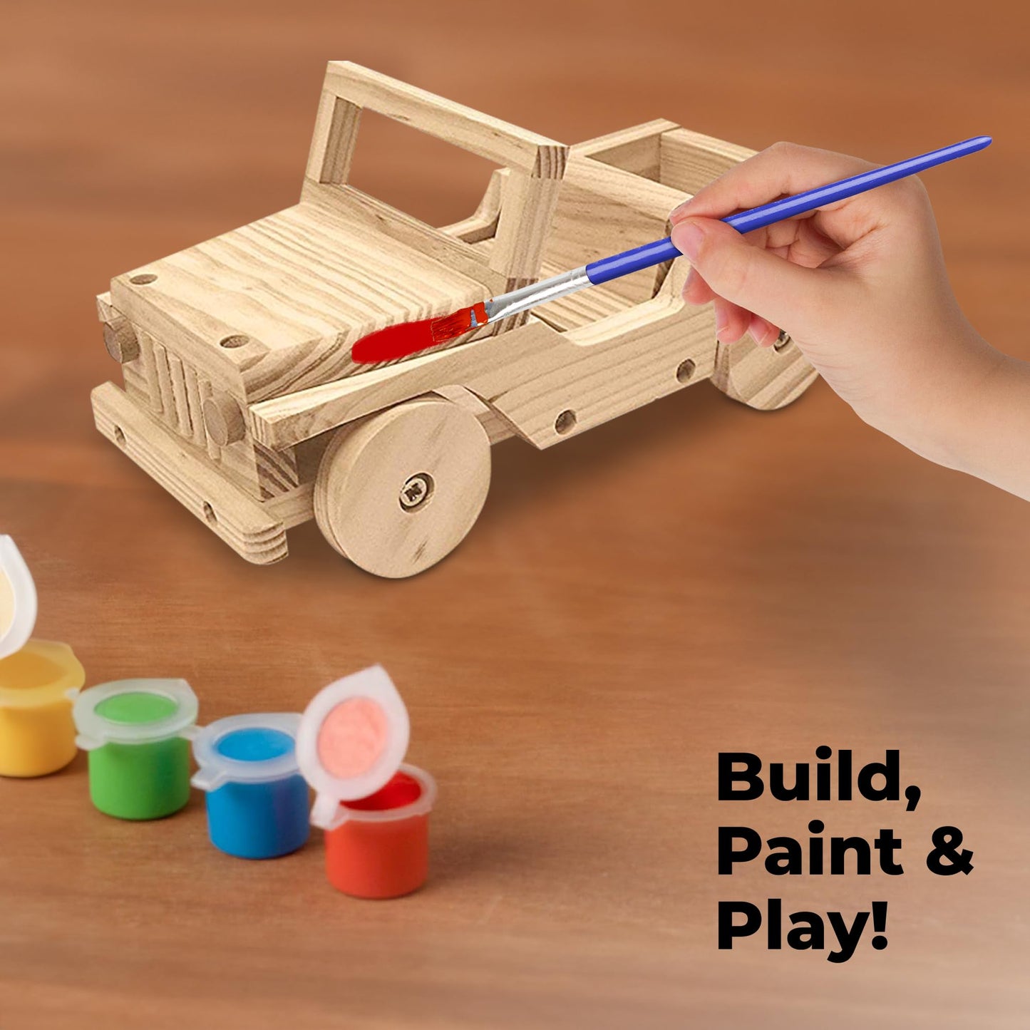 Kraftic Woodworking Kit - 6 DIY Carpentry Projects for Kids & Adults, Brown, Model DIY7