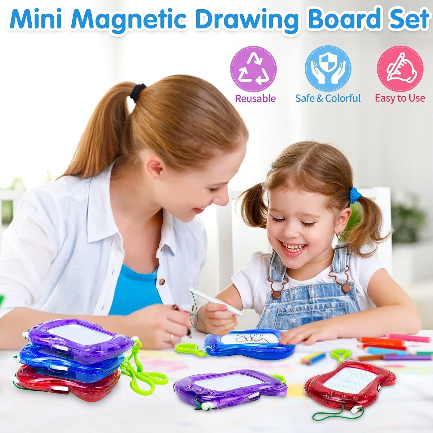 36 Pack Mini Magnetic Drawing Board for Kids, Backpack Keychain Clip Drawing Boards Goodie Bags Stuffers, Erasable Doodle Sketch