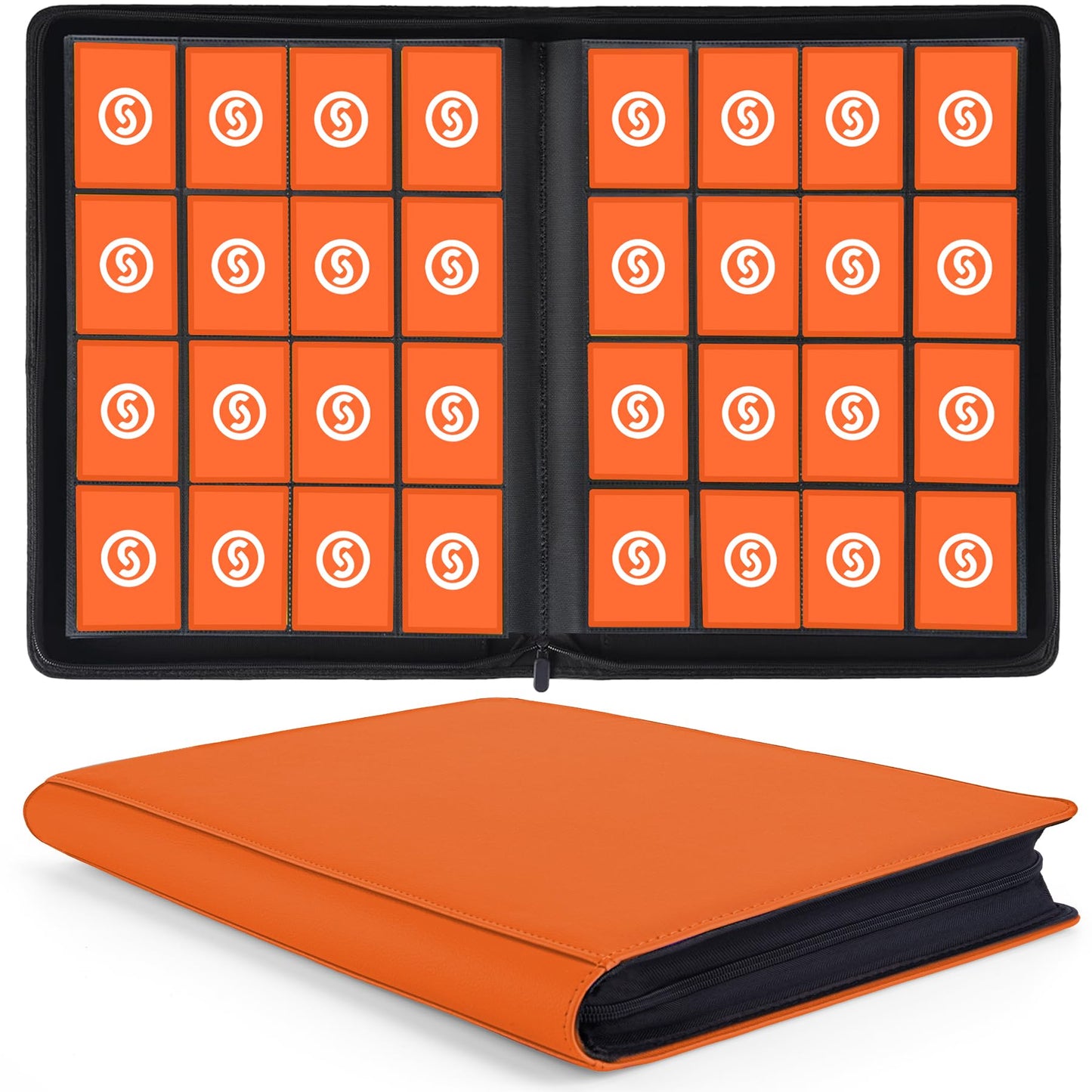 1000+ Pockets Trading Card Binder  enhanced 16 Pocket Card Binder  Ringless Side Loading Collection Album Holder Folders for MTG  TCG  Game Cards & Sports Cards (Orange)