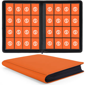 1000+ Pockets Trading Card Binder  enhanced 16 Pocket Card Binder  Ringless Side Loading Collection Album Holder Folders for MTG  TCG  Game Cards & Sports Cards (Orange)