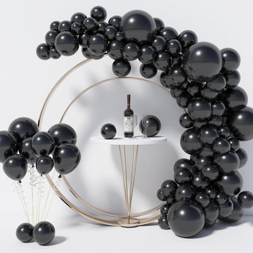130Pcs Black Balloons Different Sizes 18'' 12'' 10'' 5'' Balloon Garland Arch Kit Perfect For Birthday Party, Graduation, Baby S