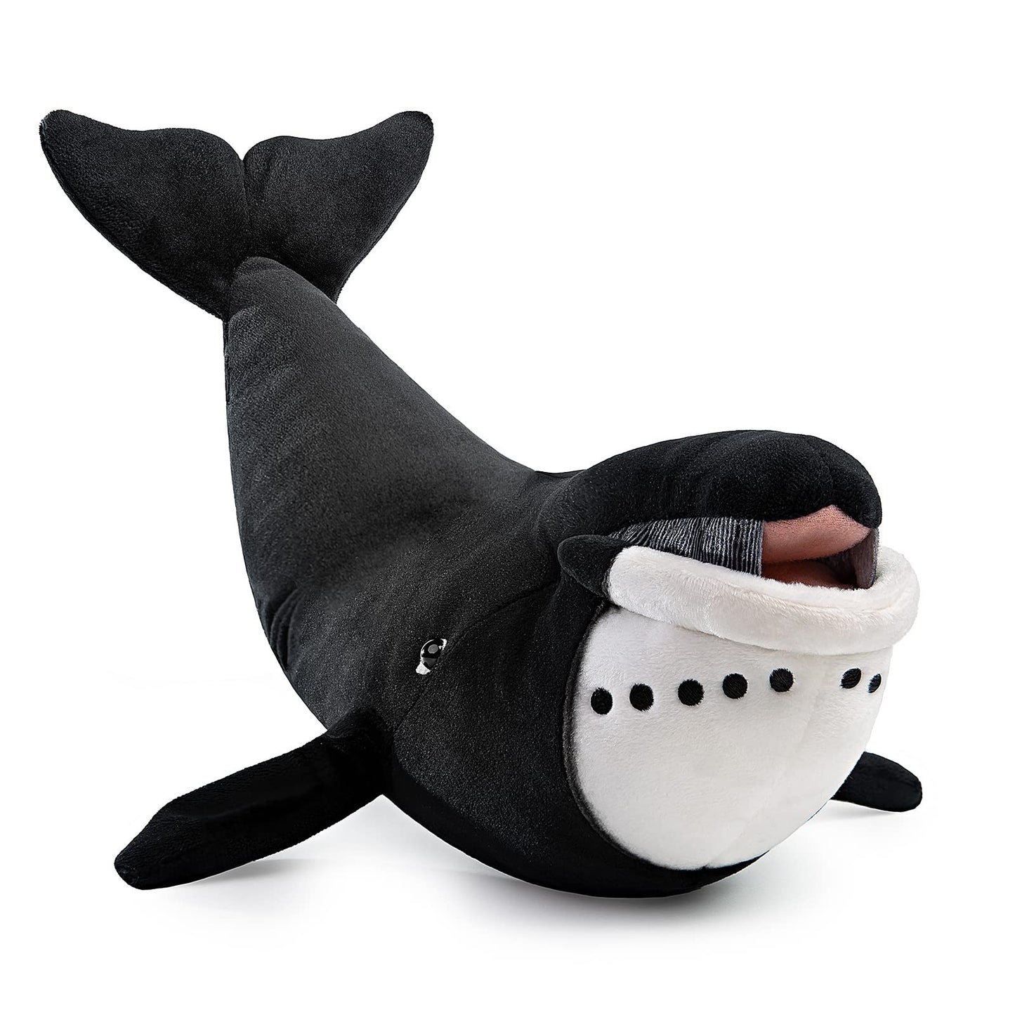 Simulation Bowhead Whale Plush Toy - Black Long Lifelike Whale Stuffed Toys, Super Soft Realistic Sea Simulation Balaena Mysticetus Dolls Plush Gift Collection For Kids, 17Inches (Bowhead Whale)