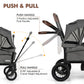 INFANS Wagon Stroller for 2 Kids, Collapsible Adjustable Push Pull Handle Bar, 2 Seater Stroller Wagon with Removable Canopy Sna