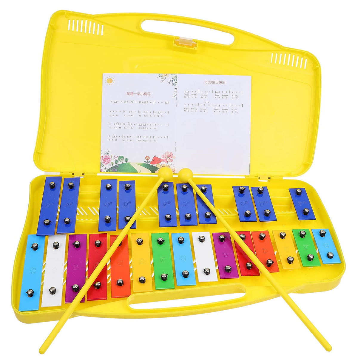 Excluzo 1 Set Metallophone Percussion Musical Toy With 25 Note Colorful Iron Plate Decor