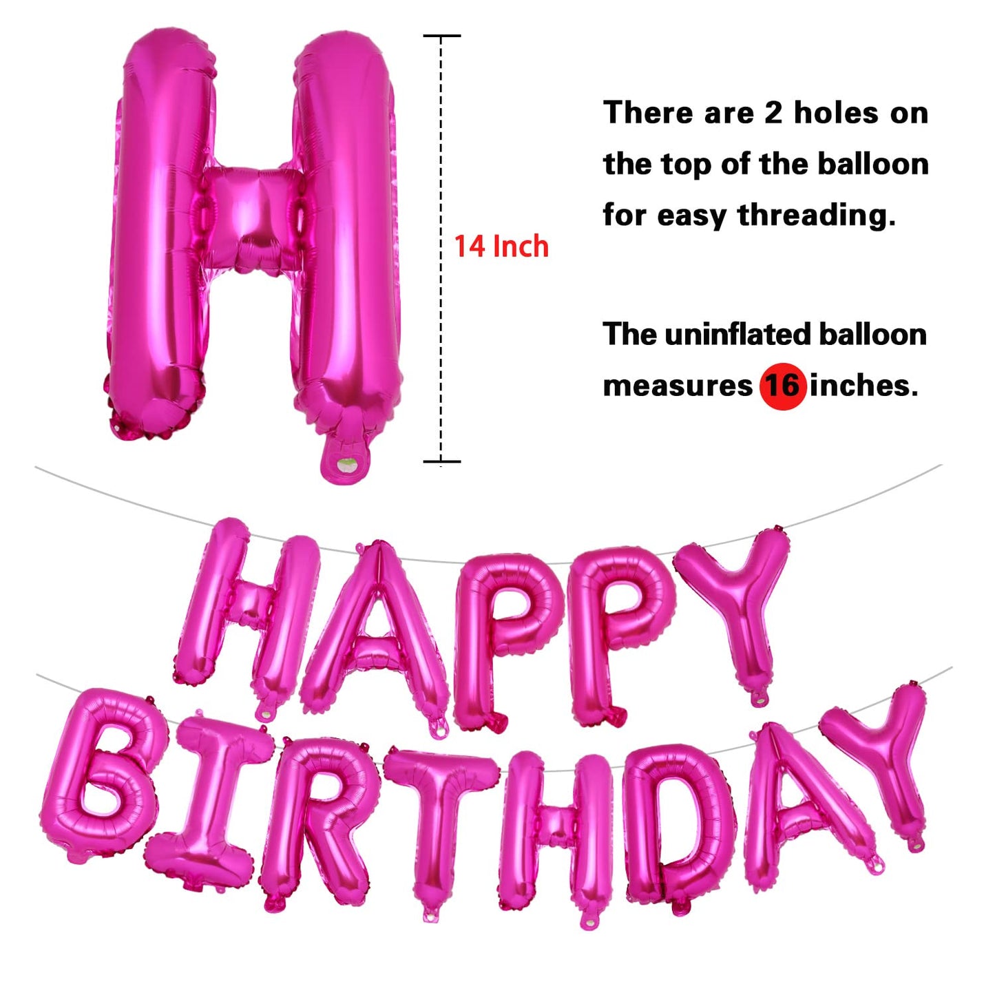 Pigetale Happy Birthday Banner, 16 Inch Mylar Foil Letters Sign Bunting Happy Birthday Balloon Letters Balloons Reusable Ecofrie
