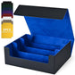 Uaono Card Storage Box For Trading Cards, 1800+ Pu Leather Commander Card Deck Case, Magnetic Closure Card Holder Fits For Magic Game Cards (Black&Blue)