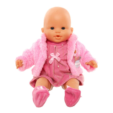 Baby Doll Clothes Casual Cute Pink Suit With Dress Coat Socks Suitable For 14-16 Inch Dolls 3-Piece Set