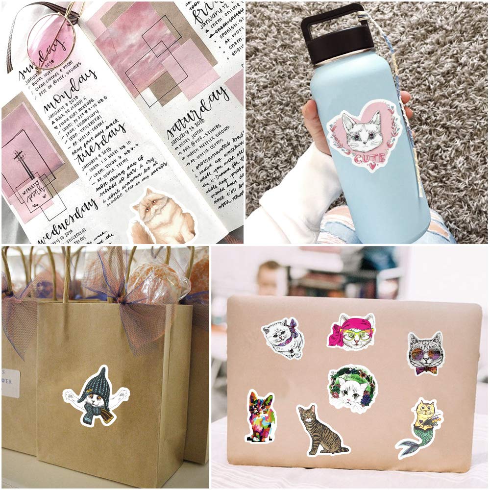 Cat Stickers For Laptop Cat Stickers For Water Bottles Waterproof Cute Cat Stickers Pack (50 Pcs)