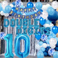 10Th Birthday Decorations Blue For Boys, Double Digits 10Th Birthday Decoration, Blue 10Th Birthday Banner Number 10 Foil Balloo