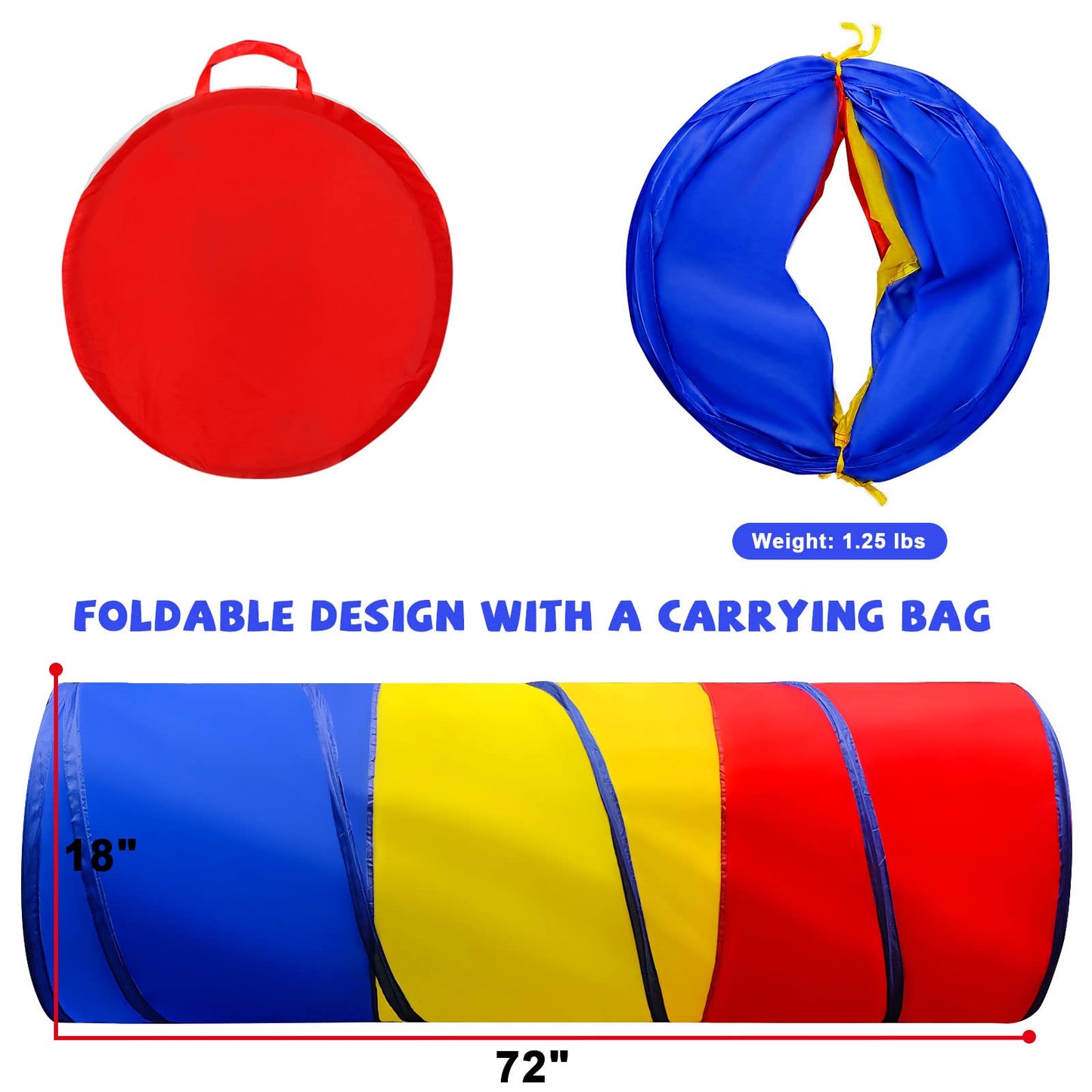 Kids Play Tunnel For Toddlers 1-3, Pop Up Baby Tunnel Crawling Toys For Infant Children Or Dog, 6 Foot Indoor Outdoor Toddler Toys For 1 2 3 Year Old Girl Boy Birthday Gift