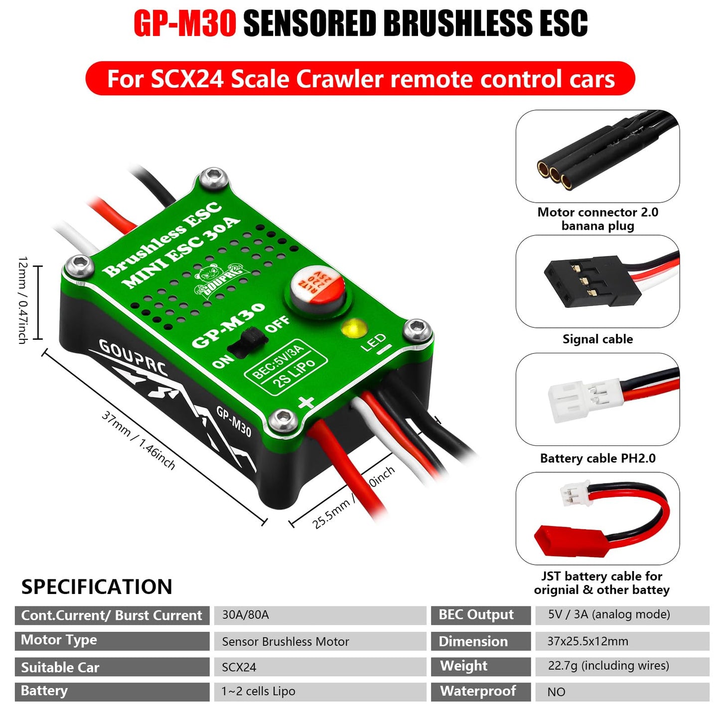 Gouprc 2204 2400Kv Brushless Outrunner Motor With Transmission & 30A Brushless Mini Esc For Scx24 Remote Control Crawler Axial 1