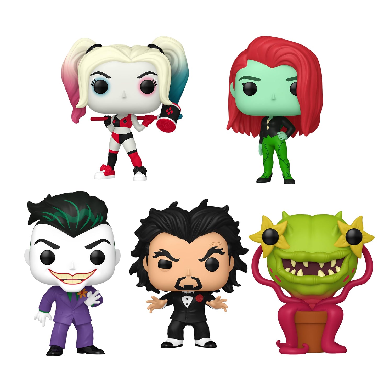 Funko Pop! Harley Quinn Animated Series Set Of 5 - Harley Quinn, Poison Ivy, Frank The Plant, Doctor Psycho And The Joker