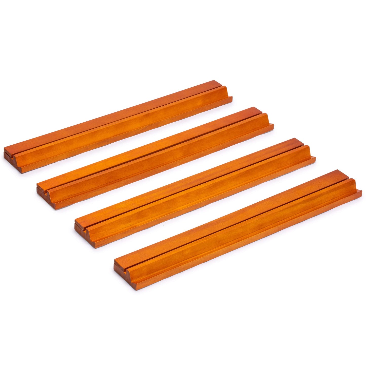 Yellow Mountain Imports Mahjong Game Racks Set of 4 - 18-Inch Dark Pine Wooden with Built-in Pushers, Large Size