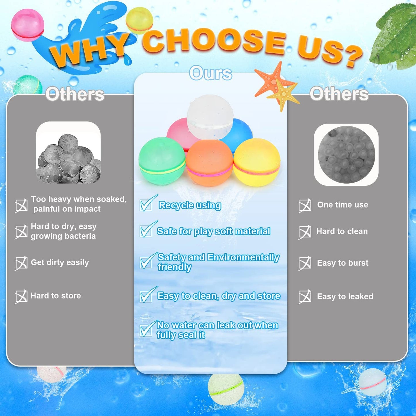 98K Reusable Water Balloons 12Pcs With Mesh Bag, Self Sealing Silicone Ball Latex-Free, No Clean Hassle, Easy To Fill, Summer Toys Water Toy Swimming Pool Beach Park Yard Outdoor Games Party Supplies