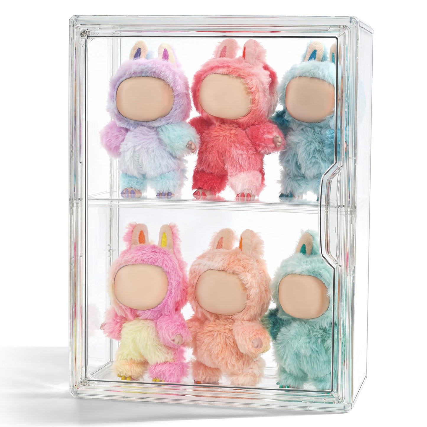 Display Case Compatible with Labubu POP MART, Acrylic Clear Display Box Shelf for POP MART Labubu Doll, 1 Pack one Divider