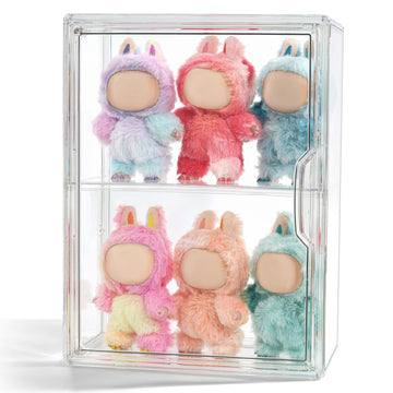 Display Case Compatible with Labubu POP MART, Acrylic Clear Display Box Shelf for POP MART Labubu Doll, 1 Pack one Divider