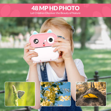 Mafiti Kids Camera Instant Print, Kids Camera Toy With 48Mp Photo 1080P Video 32Gb Card, Christmas Birthday Gift For 3-12 Year O