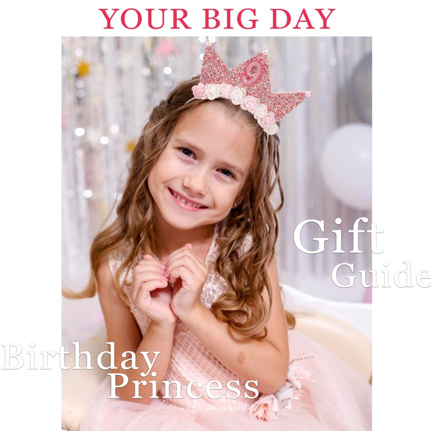 SuPoo 9th Birthday Decorations for Girl 9th Birthday Girl Headband Birthday Crown for Girls Glitter Hair Band for Party 9 Year O