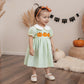 Toddler Girl Back To School Clothes Embroidery Smocked Dress Doll Collar Sundress First Day Of Pre Kindergarten Outfit (Pumpkin-