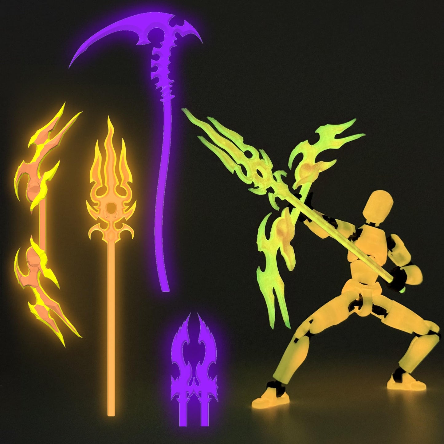 Glowing Titan 13 Action Figure Set Already Assembled  T13 Action Figures with  Accessories 3D Printed T 13 Lucky Robo Dummy Nova 13 Action Figures  Figura de acci?n t13 (Orange)