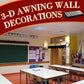 4 Pcs 3D Circus Awning Wall Decoration Carnival Stripes Awning for Carnival Theme Party Classroom Decorations(Black, Striped Sty