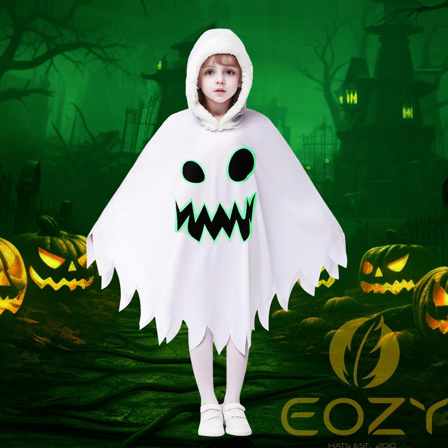 Eozy White Ghost Costume Kids Girls Halloween Scary Cosplay Fancy Dress