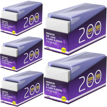 1000 Card Sleeves Top Loaders for Cards  Toploaders enhanced Baseball Card Sleeve Hard Plastic  3 x 4 Trading Cards Holder  Sports Protectors(500 Toploaders + 500 Penny Sleeves)