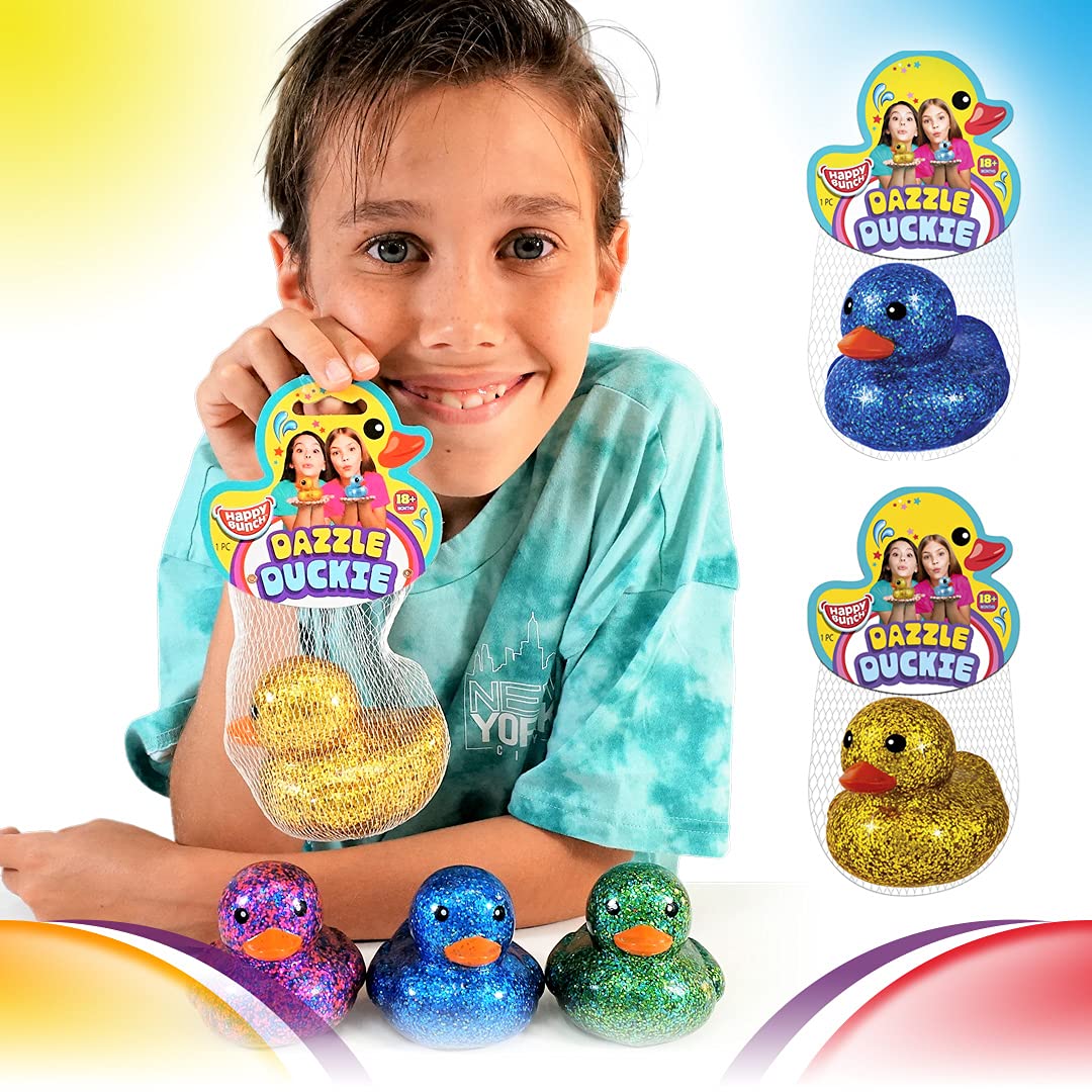 Ja-Ru Giant Glitter Rubber Ducks (4 Rubber Duckies Assorted) Baby Bath Toys & Pool Beach Essentials. Stress Relief Sensory Play