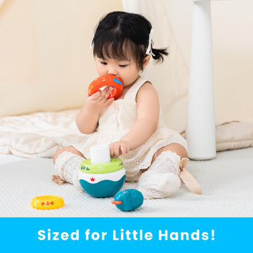 Plenplay Baby Tummy Time Toys - Dino Stacking Toys For Age 6+ Months, Weeble Wobble Toys For Babies 6 9 12 Months, Stacking Ring