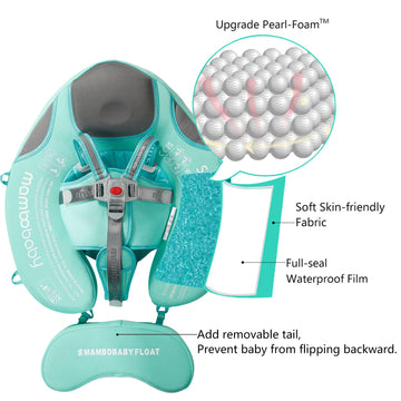 Mambobaby Float Baby Float with Canopy Non Inflatable Baby Pool Float Upgraded Tail Infant Swim Trainer Water Float for Toddler