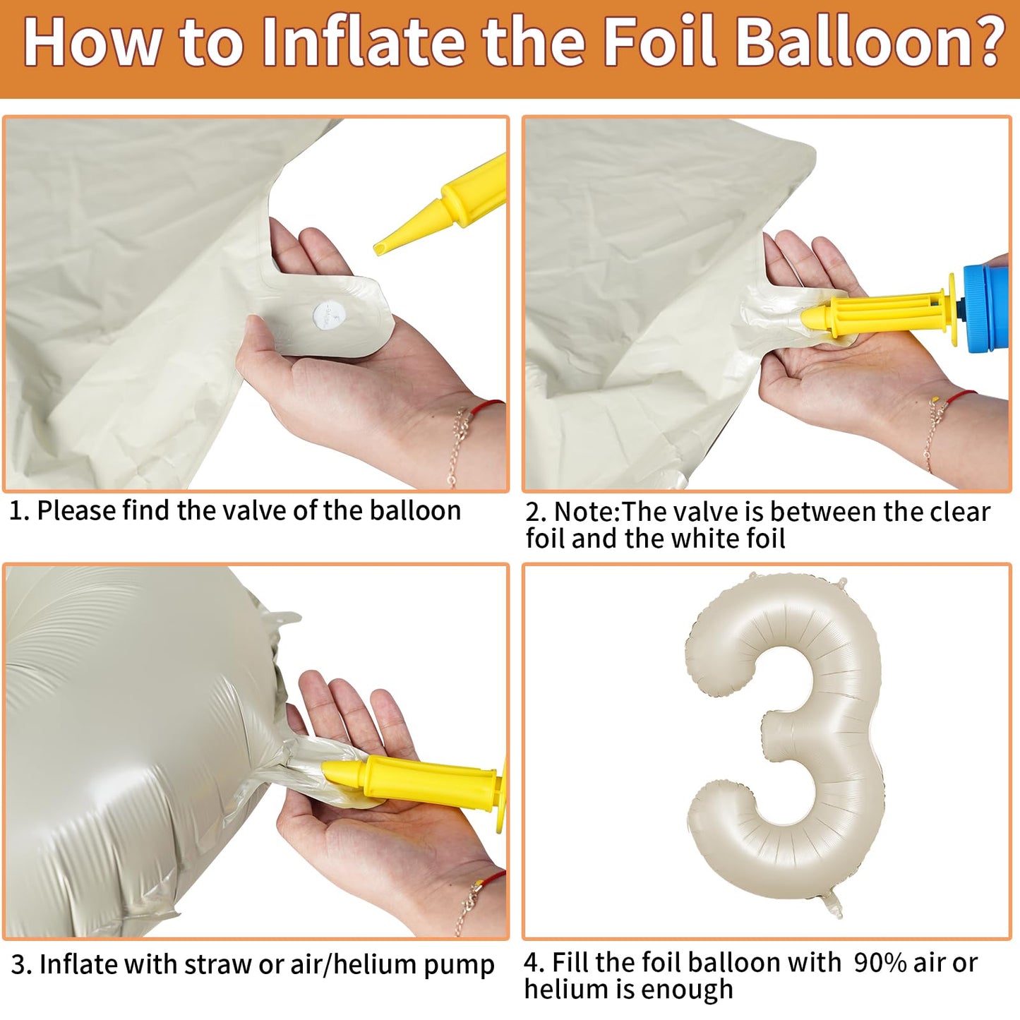 Biapian 40 Inch Cream Number 13 Balloons, 8Pcs Large Foil Number 1 & 3 Balloons With 18'' Cream White Heart Balloon Helium For 1