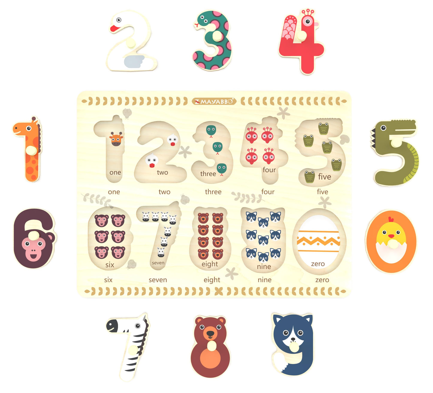 Puzzles For Toddlers 2-4, Wooden Puzzles For Toddlers, Wood Peg Puzzle For Preschool Kids, Number Learning Puzzles Baby Board Puzzle Toys, 1 2 3 Shape Knob Puzzle For Girls Boys 18Months And Up