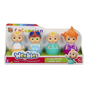 Cocomelon Weebles 4 Figure Pack, Chunky Moulded Figures, Jj, Moonbug, Preschool Imaginative Play, Blue