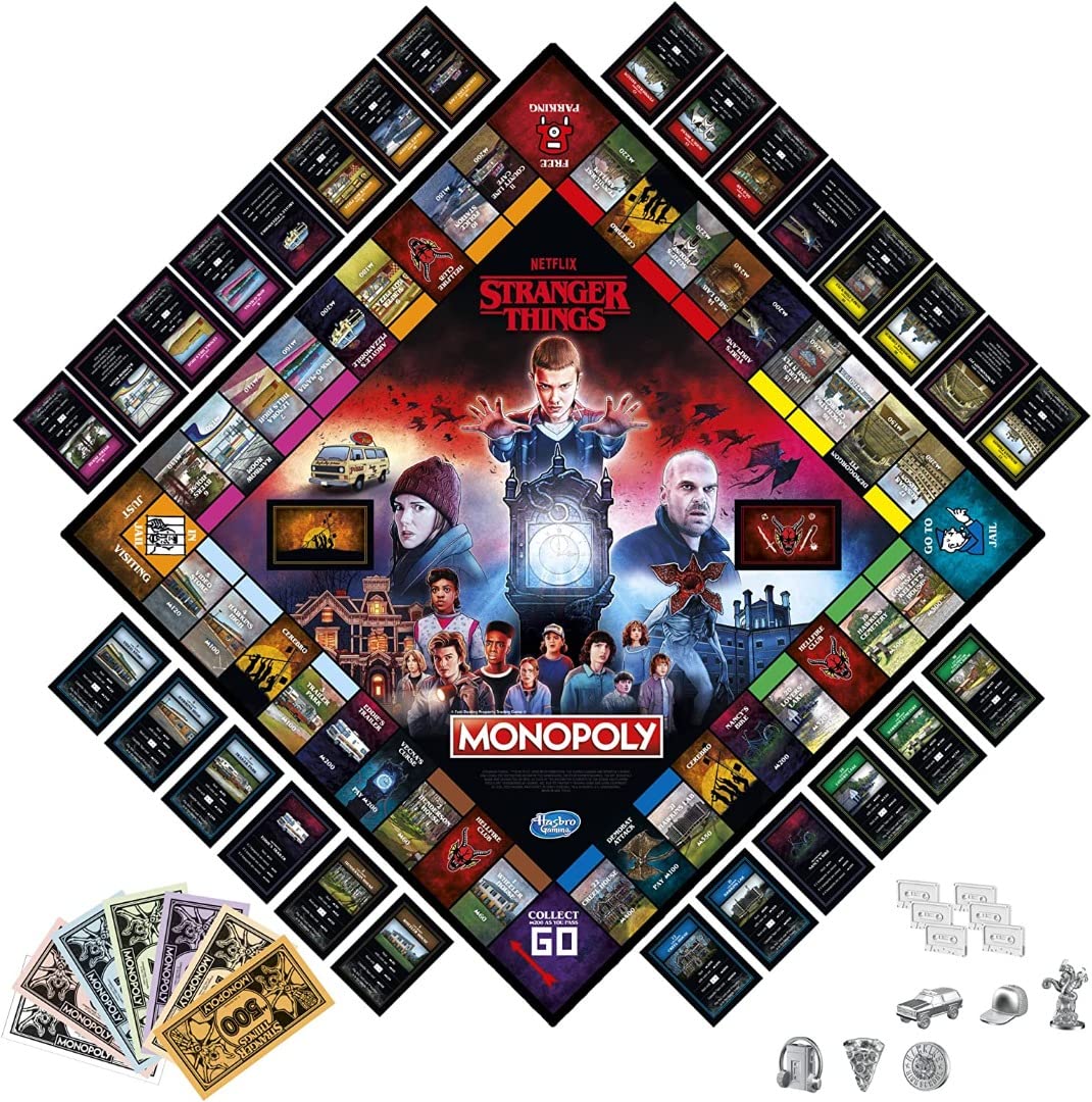 Monopoly Stranger Things Edition Board Game, 2-6 Players, Ages 14+, Multicolor, Model F2544, Plastic