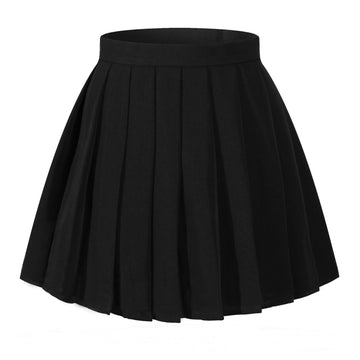 Women`S Flared Vintage Pleated High Waist Pleated Skirts(Xl,Black)
