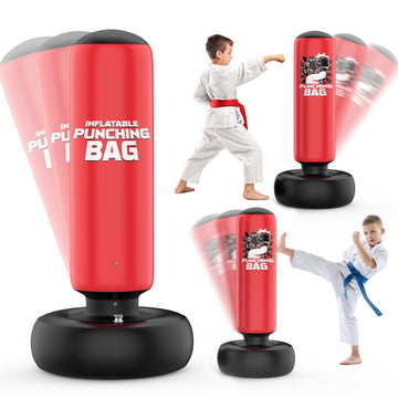 Finditop Inflatable Sports Toys Punching Bag for Kids - Bop Bag for Toddlers and Children Ages 4 5 6 7 8 - 47 Blow Up Toy with B