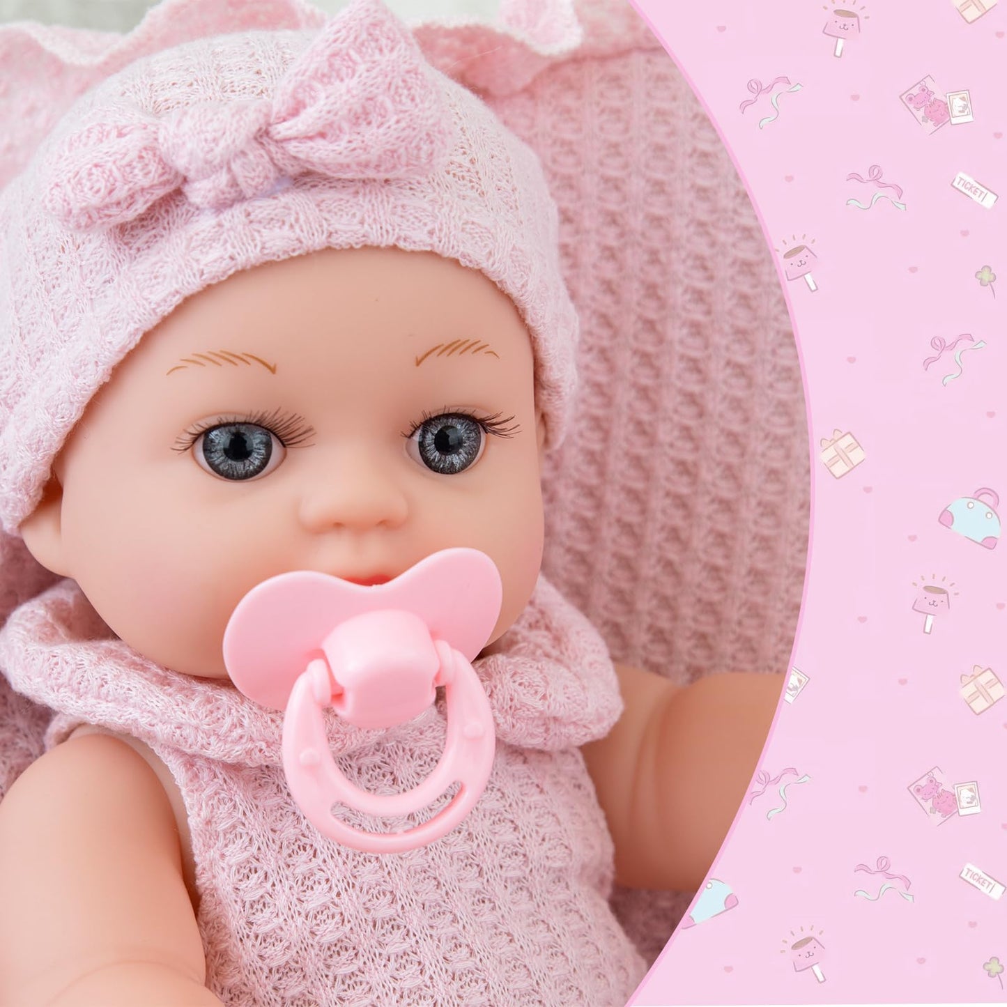 Dotvosy 12 Inch Realistic Adoption Girl Baby Doll Playset With Knit Clothes And Accessories Includes Pacifier,Blanket,Feeding Bo