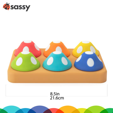 Sassy Mischievous Matching Mushrooms, Sorting Board, Social Emotional Learning Toy, Stem, 12+ Months