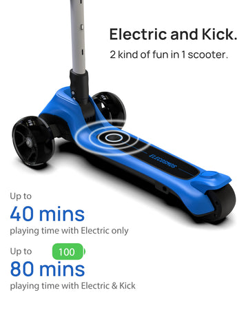 Elecosmos Ks20 Mini Electric Scooter For Kids Ages 4-9, Light Up Big & Wide Wheels, Adjustable Heights, 3 Wheel Electric Scooter