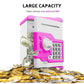 Atm Piggy Bank For Boys Girls, Vcertcpl Mini Atm Coin Bank Money Saving Box With Password, Kids Safe Money Jar For Adults With Auto Grab Bill Slot, Great Gift Toy Bank For Kids (Purple White)