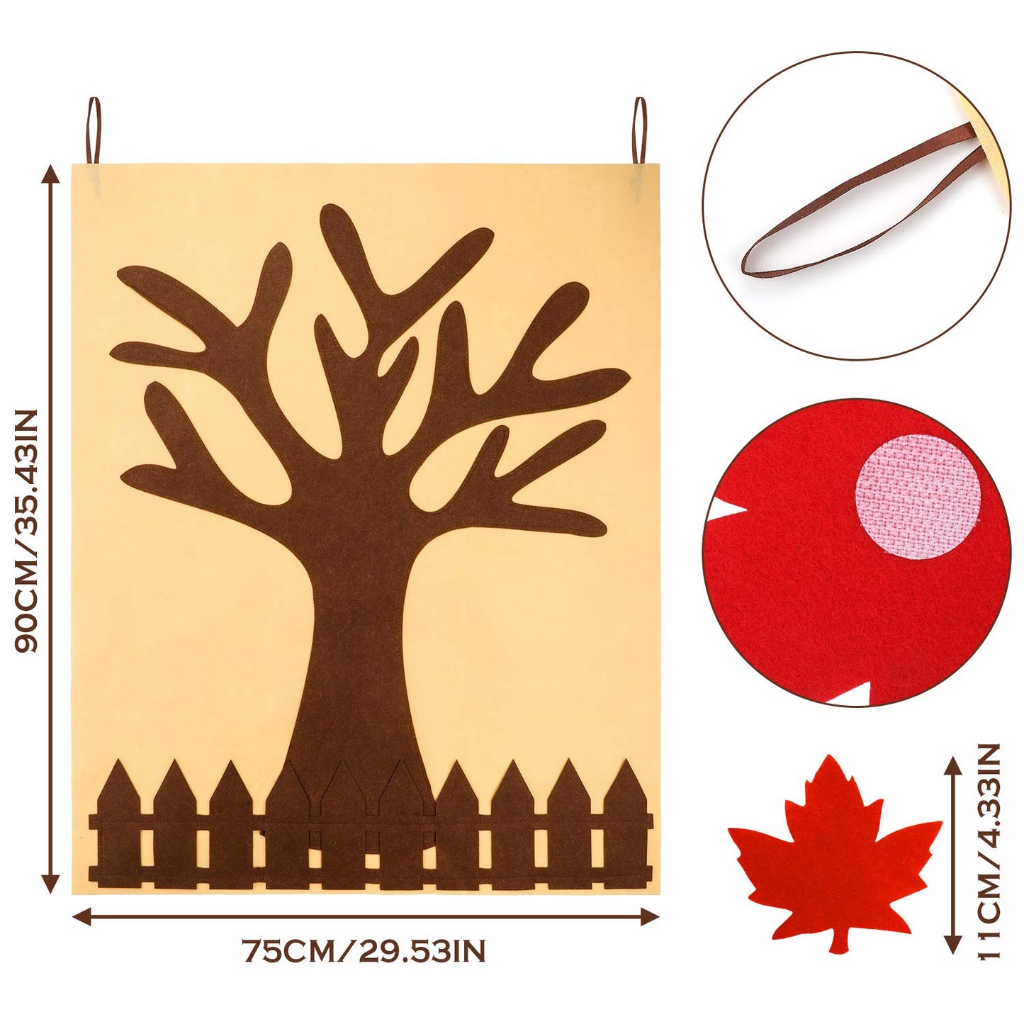 Fall Tree of Thanks Craft Kit Felt Fall Decorations Fall Tree Board with 60 Pieces Autumn Leaf Maple Leaves Ornaments Autumn Bul