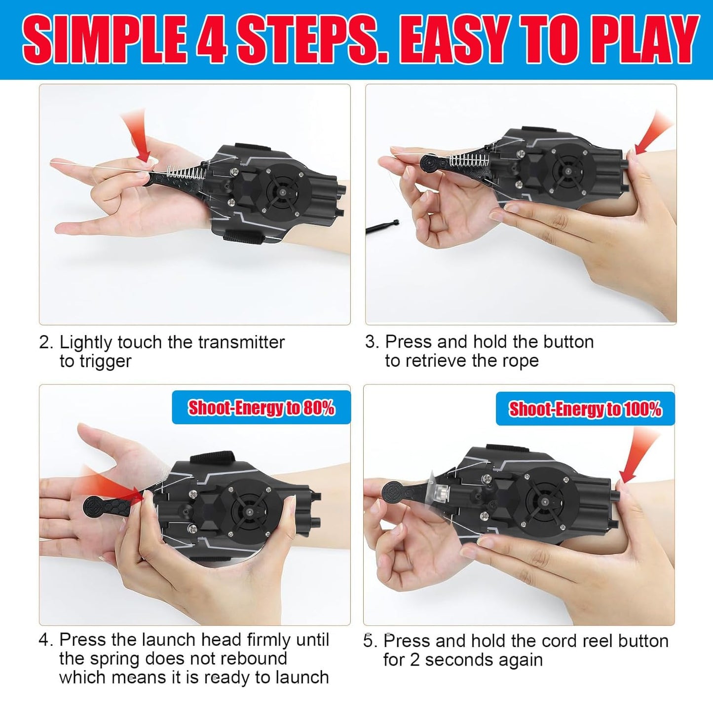 Wadfey Spider Web Shooters String Shooter And Dart Launcher Toy Spider Silk Launcher Wrist Toy For Kids