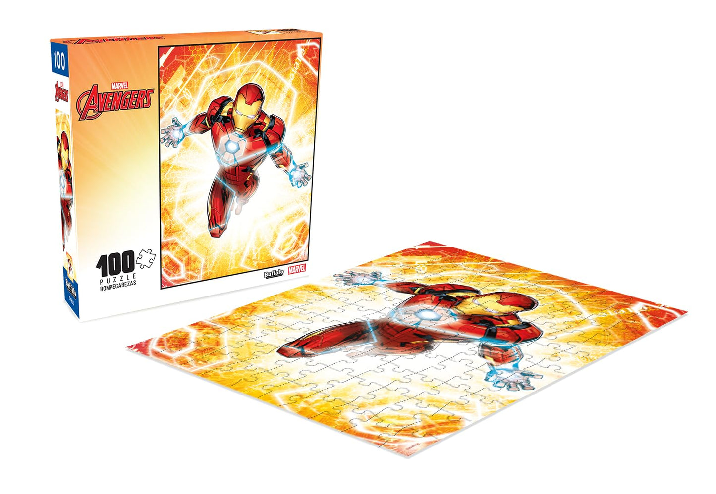 Buffalo Games - Marvel - The Armored Avenger - 100 Piece Jigsaw Puzzle For Families Challenging Puzzle Perfect For Family Time - 100 Piece Finished Size Is 15.00 X 11.00, Large