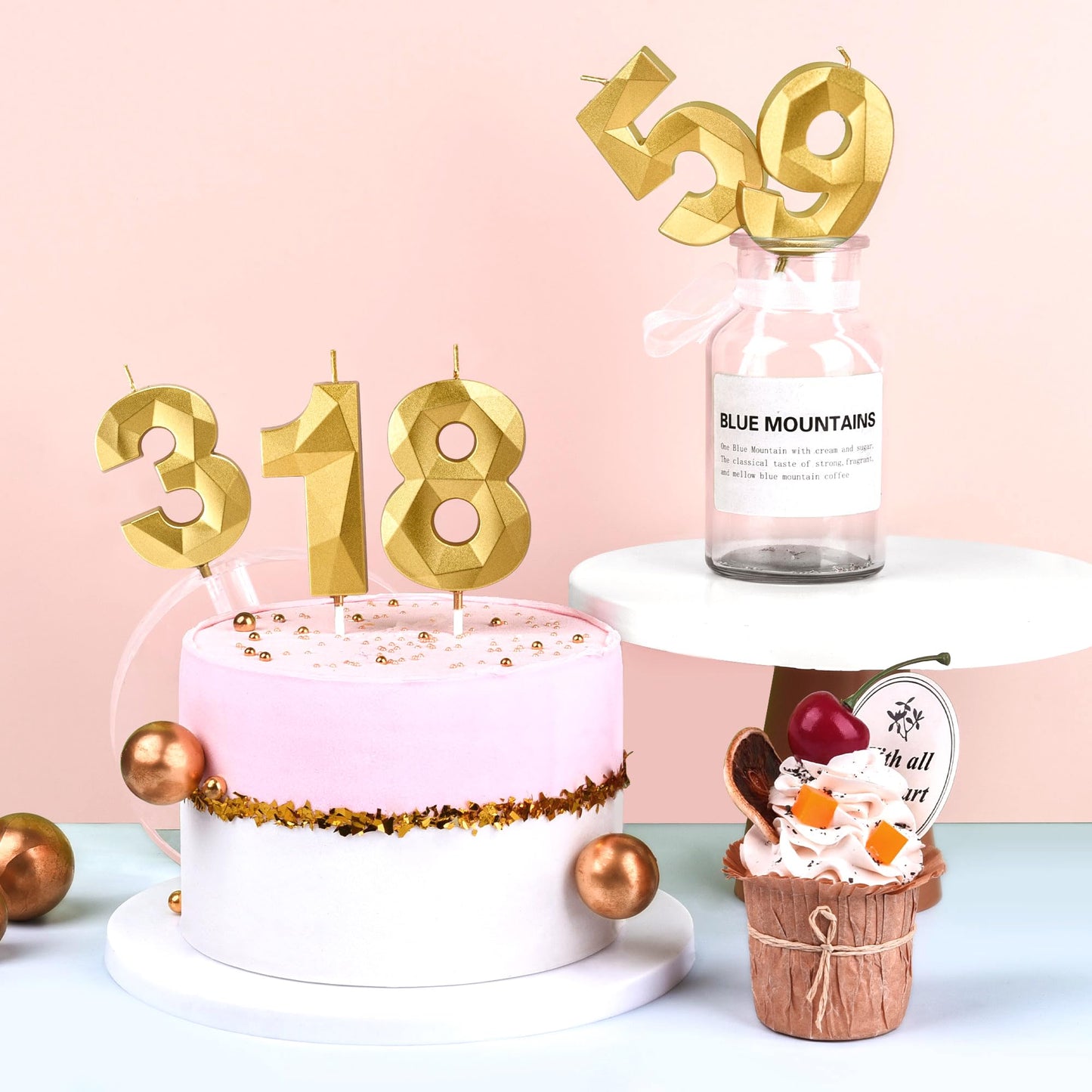 CAKE CODE 2.76 Inch Crystal Gold 30 Number Birthday Candles, Gold Number Candles, Cake Number Candles, Party Celebration