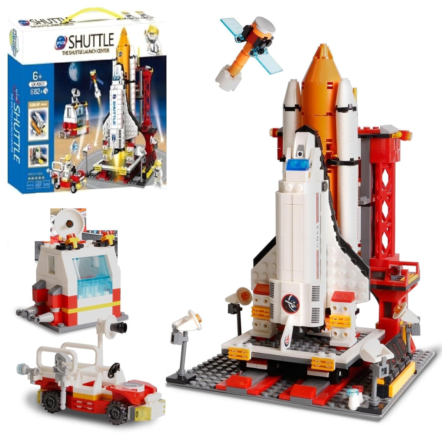 Teivona Space Shuttle Rocket Building Blocks Set  Space Exploration Launch Center Construction Toy With Satellite, Astronaut Fi
