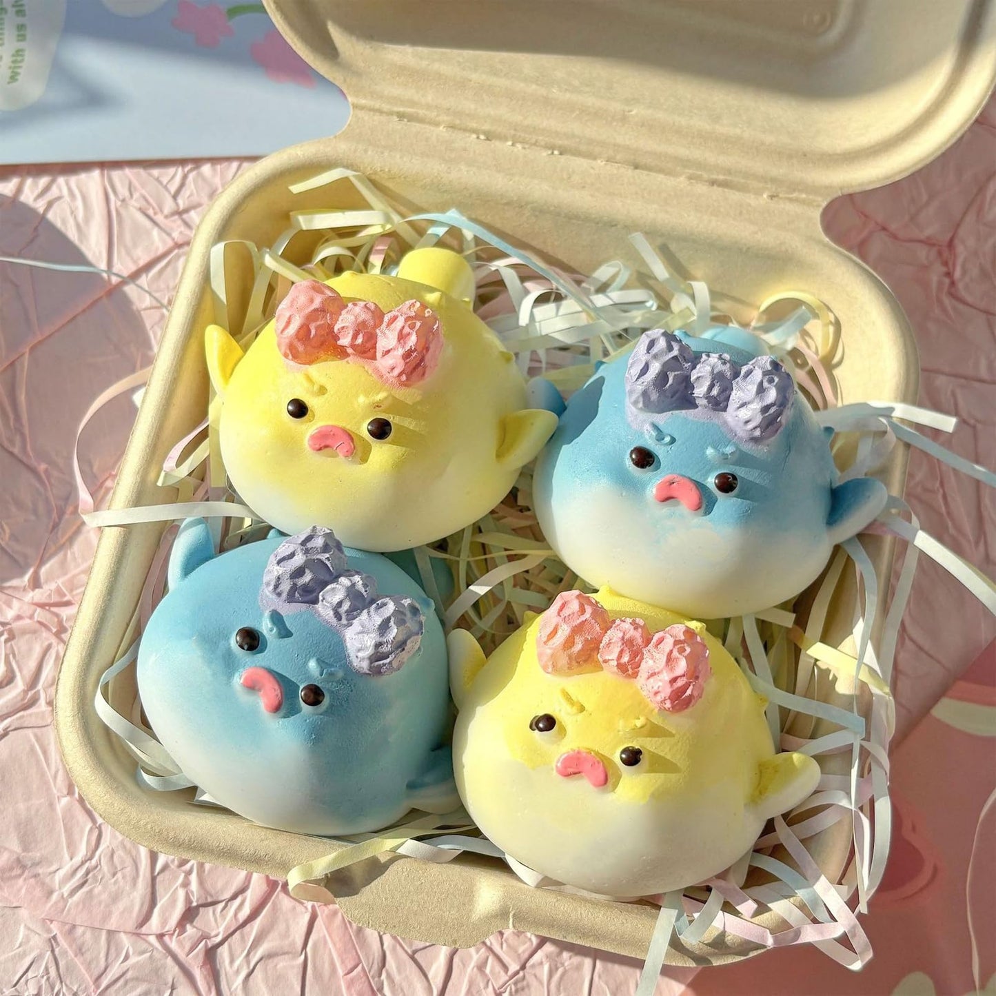 2Pcs Taba Fidget Squishy Toys  Ultra-Soft Squeeze Toys Kwaii Cute Animals Stress Relife Fidget Sensory Squeeze Party Favors Gifts for Children  Teens  and mature-themeds