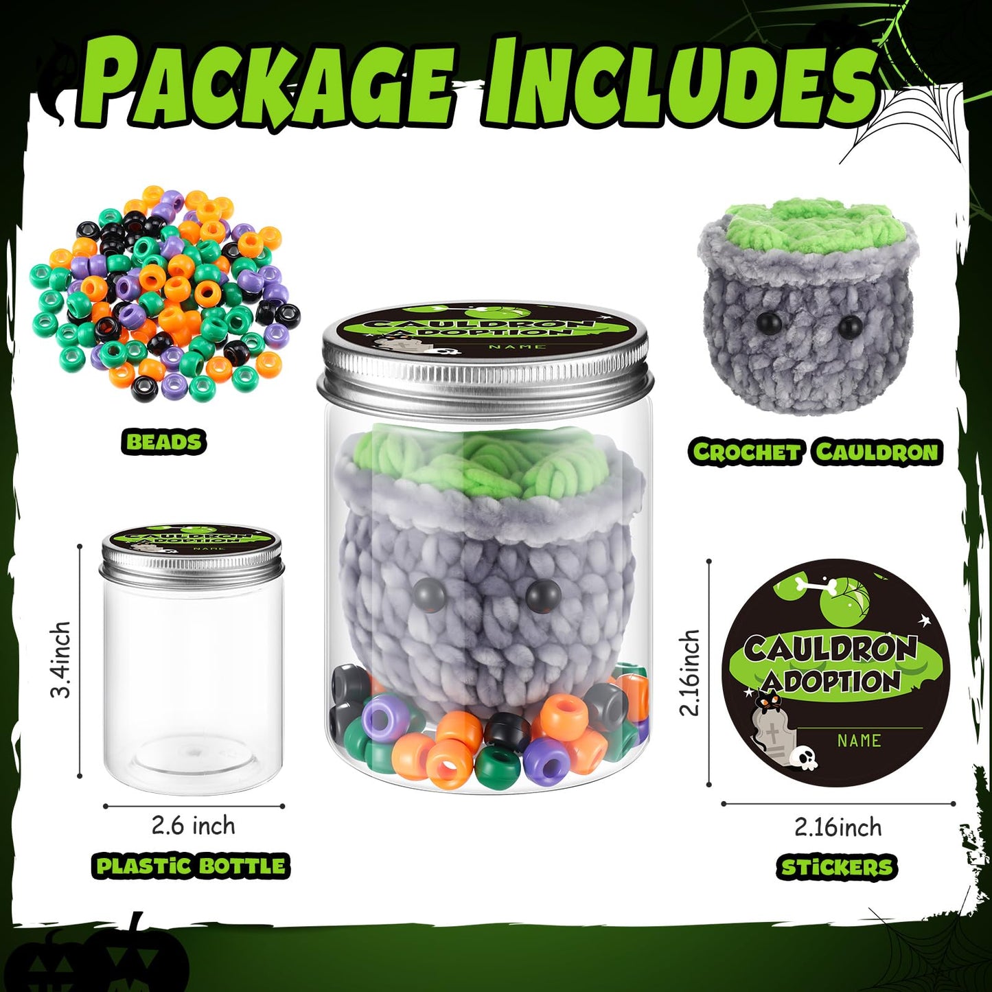 Poen Cauldron Desk Pets Accessories Crochet Cauldron DIY Toy Plush Handmade Doll Spooky Creepy Horror Gift Halloween Boo Basket for mature-themed Women Office School Classroom Party Decor