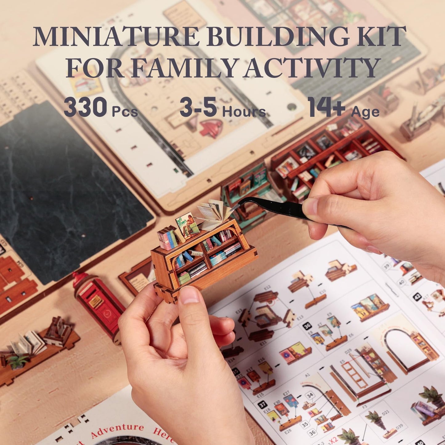 Fsolis Book Nook Kit  DIY Miniature House Kit 3D Puzzles for mature-themeds  Booknook Library Tiny House Mini Bookshelf Diorama Decor Gifts for Women Teenagers Book Lovers (Jack 's Bookery)