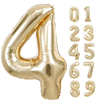 40 Inch Giant White Gold Number 4 Balloon, Helium Mylar Foil Number Balloons For Birthday Party, 4Th Birthday Decorations For Ki
