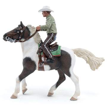 Papo - Hand-Painted - Figurine - Cowboy And His Horse - 51573 - Horses - Animals - Collectible - For Children - Suitable For Boys And Girls- From 3 Years Old
